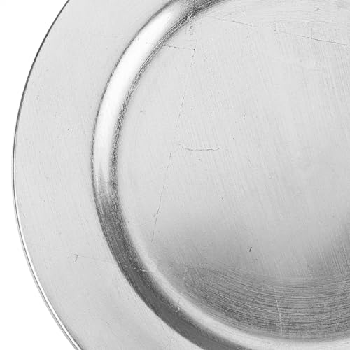 com-four® 4x Platzteller gebürstet - wiederverwendbare Unterteller als Tischdekoration - edle Dekoteller für Hochzeit, Familienfeier oder Weihnachten - Charger Ø 33 cm - Servierplatten