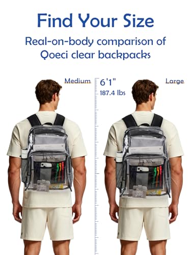 Image of Clear Backpack for School, 19 inch Large Heavy Duty-TPU See Through Bookbag for Boys Girls and Adult, Transparent Backpack With Multi-Pockets for College Work Gym Sport, Black