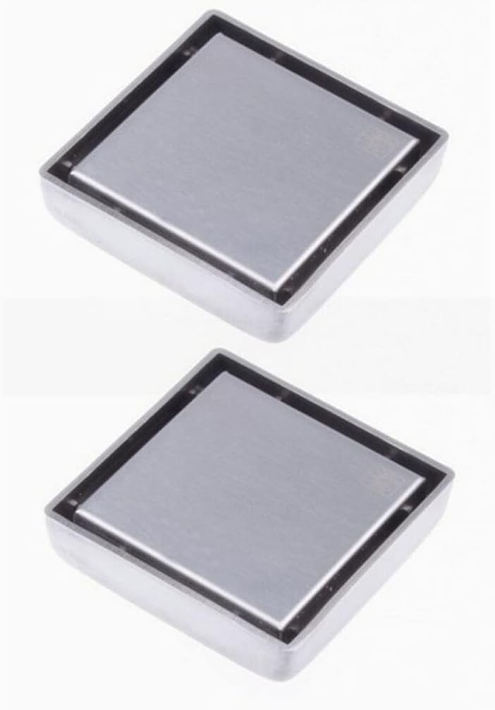 2pcs 304 Stainless Steel Bathroom Bath 10cm Square Shower Floor Drainer Trap Waste Grate Strainer Cover