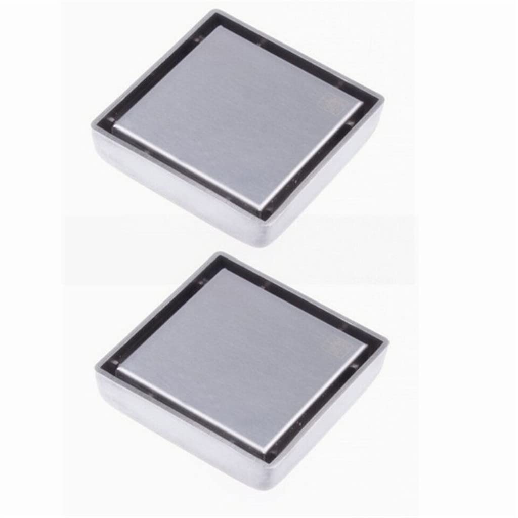 Douche carrée 10cm en acier inoxydable lot de 2 bondes de ridicule pour évacuation de salle de bain