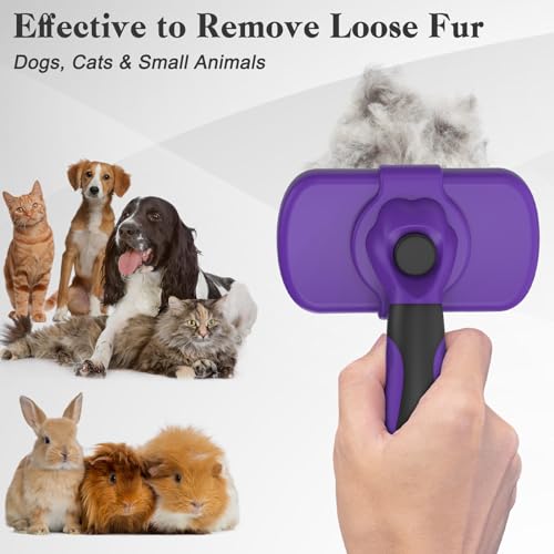 image for Swihauk Self Cleaning Slicker Brush for Dogs & Cats, Skin Friendly Pet
