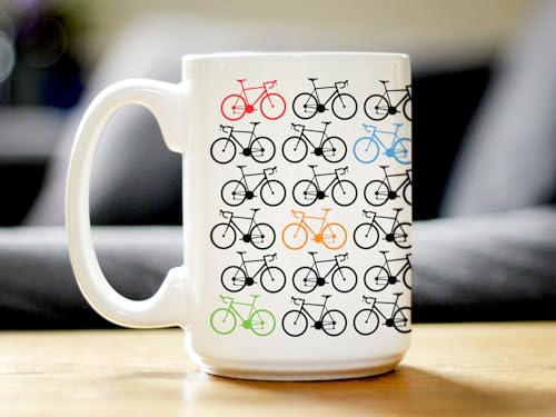 Taza de café con diseño bicicleta, cerámica 15oz blanca miniatura 2