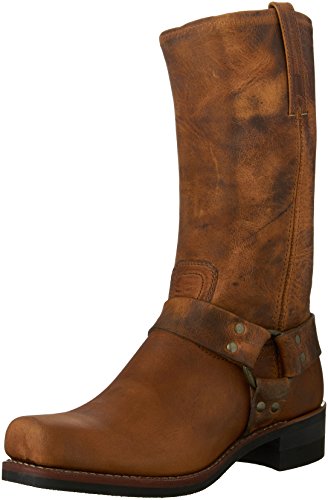 Image of Frye Harness 12R Boots for Men with Oiled-Leather Upper, Siped Outsole with Stacked Leather Heel, and Nickel & Brass Hardware - 12 inch Shaft Height