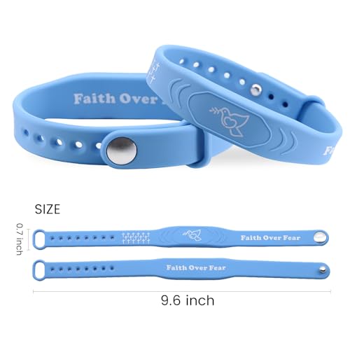 2 Pack Bible Verse Bracelets Daily Jesus Bracelets Christian Gospel Scripture Bracelet Faith Over Fear and Style Combined Inspirational Religious Gifts for Men and Women (Faith Over Fear-Blue)3