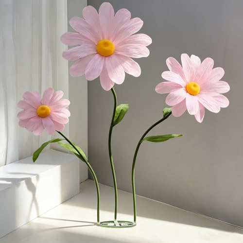 Giant Paper Daisy Flowers Decor - Save 30% on Pink Artificial Flowers