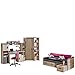 Produktbild Jugendzimmer Set Ultimo IV, inkl. 3X Regal, Bett, Schreibtisch, Wandregal, Eckkleiderschrank, 7-TLG. komplett, Kinderzimmer Set (Coimbra Esche/Anthrazit + Lila, ohne Matratze)