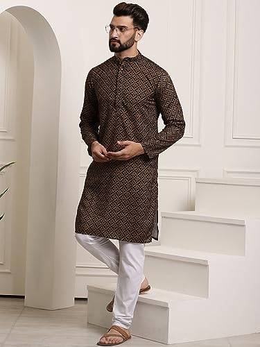 Image of SOJANYA (Since 1958 Men's Cotton Print Kurta & Churidar Pyjama Set