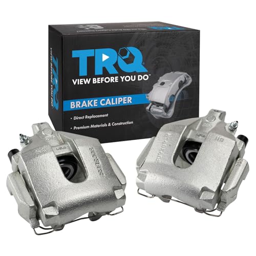 Image of TRQ Rear Brake Caliper Set Zinc Coated Brackets Hardware Compatible with 2003-2014 Volvo XC90