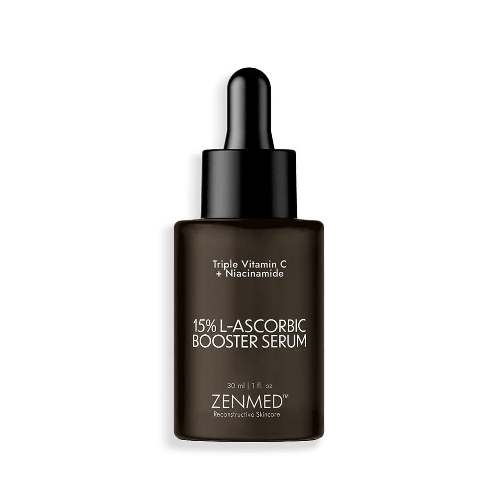 ZENMED L-Ascorbic Acid Booster Serum - 1 oz. 100% Vegetarian Powerful Vitamin C Formulation Boost Collagen Targets Pigment Changes Dark Spots & Tone Changes