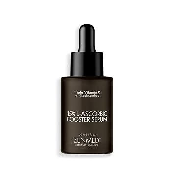 ZENMED L-Ascorbic Acid Booster Serum - 1 oz. 100٪ نباتي قوي في فيتامين ج يعزز الكولاجين أهداف الصباغ تغير البقع الداكنة & أمبير ؛ تغيرات النغمة