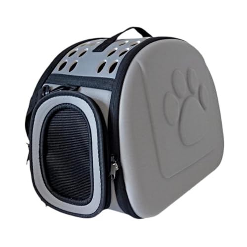 Fzaqwen ペット旅行用キャリア 旅行用犬小屋 猫用キャリア ケージ ハンドバッグ ハイキング ウォーキング キャンプ用, グレー