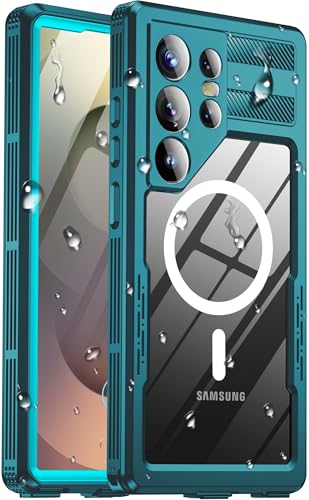Haireca for Samsung Galaxy S25 Ultra Waterproof Case [Fit for Magsafe] [IP68 Water Proof] [Built-in Screen Protector] Magnetic Heavy Duty Military Grade Rugged Phone Case for S 25 Ultra 6.9 Teal