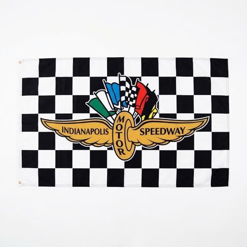 Indiana-Polis Motor Speedway Flag 3×5 FT Black White Checkere Garage Flags for Bedroom Room Guys College Dorm Wall Poster Banner Tapestry Decor