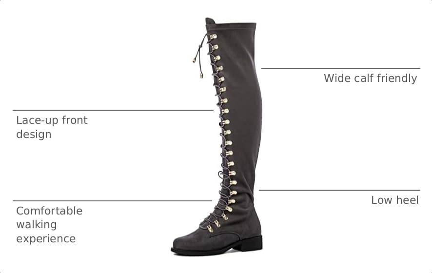 GLOBALWIN Women's Over The Knee Thigh High Gray Suede Tall Boots for Women Long Boots with Side Zipper Size 9M - image 3