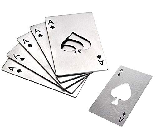 Bamboo's Grocery Bottle Opener, Portable Stainless Steel Credit Card Size for Kitchen, Bar, Restaurant or Travel, Casino Opener, 6Pcs