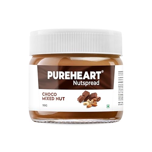 Image of PUREHEART Choco Mixed Nut Spread (110 gm) | Nutty, Smooth and Creamy Chocolate Spread for Breakfast - No. 1 Exporter of Roasted Nuts