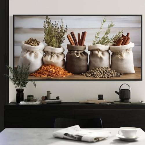Tableau épices grand format pour art mural restaurant