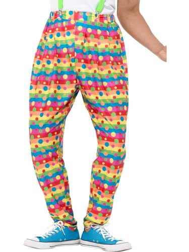 Smiffys Clown Trousers Pantalones de Payaso, Color neón, M-Size 38"-40" (47190M)