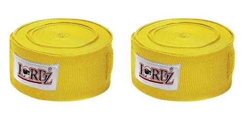 Image of Lordz Cotton /Nylon Boxing Hand Wraps (Set of 2) Combo Semi Elastic Hand & Wrist Support for Kickboxing Training Gym Workout (Size: 127 Inch)