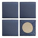 Arden Elastic Seat Pad Cushion Cover (4-Pack), Stretch Knit Patio Cushion Slipcover, Fade Resistant, Machine Washable, Indoor/Outdoor Replacement Cover, Fits Multiple Cushion Sizes, Navy