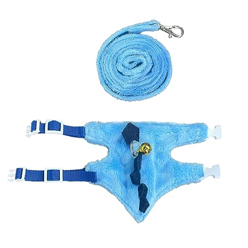 Image of Ferret Harness and Leash Set with Safe Bell Dinosaur Shaped Walking Clothes for Baby Rabbit Guinea Pig Teacup Chihuahua Mouse and Other Small pet. (Blue-2, Dinosaur)