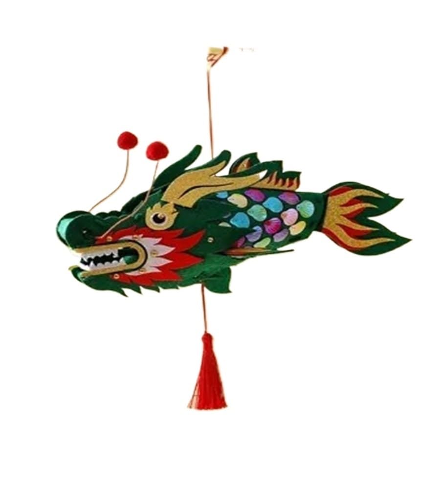1pcs Mid-Autumn Festival Children's Hand Held Dragon Fish Lantern Handmade Dragon Lantern Material Package New Year(Black)