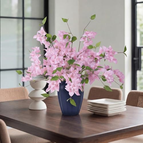 Image of Decor & More 2 PCS Artificial Flowers Bunch - Realistic Silk Bougainvillea Long Stem Artificial Flower Bunch Without Pot | Artificial Flower for Decoration | (Without Pot)
