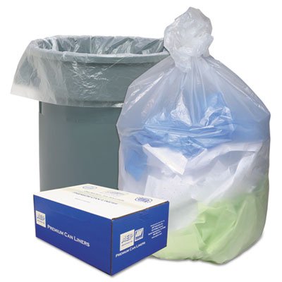 High Density Can Liners, 40-45gal, 12 Microns, 40 x 48, Natural, 250/Carton (3 Cartons)