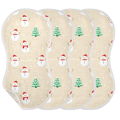 Baby Burp Cloths, Soft Absorbent Burping Cloths for Babies, Cotton Milk Spit Up Rags, Large Size for Newborns, Baby Boys and Girls (Scarf Snowman Design)3