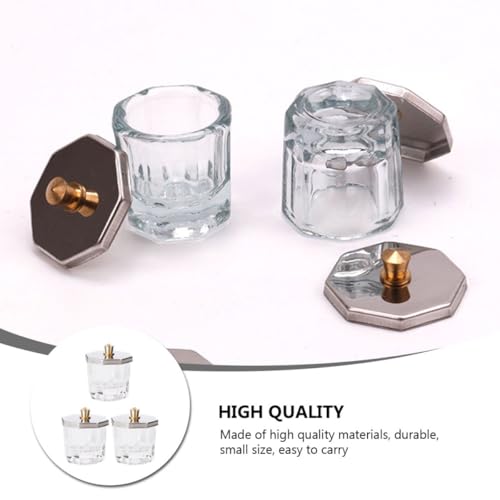 Bowl de cristal octagonal para líquido de uñas 3 piezas miniatura 5