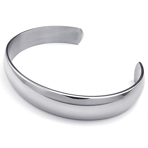 Mendino, Armreif aus Edelstahl für Herren und Damen, silberfarben, poliert, mit Geschenkbeutel