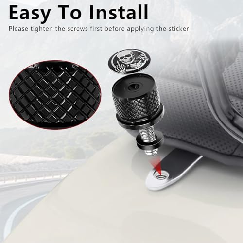 Image of Motorcycle Rear Seat Bolt Screw with Nut Stainless 1 /4 inch-20 Thread Skull Pattern Knurled Fender Fits for Harley Touring Sportster Softail Dyna CVO Fatbob Electra Glide Street Glide 1996-2025 Black