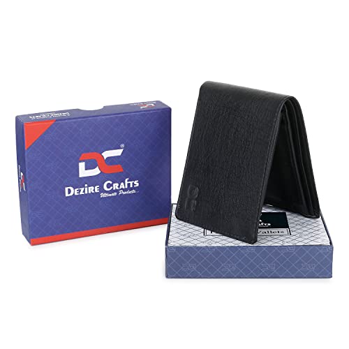 Image of Dezire Crafts Men Formal, Casual Black Artificial Leather Wallet (6 Card Slots) (Black)