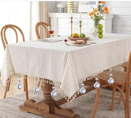 Jucoan 16 Pack Tablecloth Weights, Crystal Glass Table Cloth Weight with Metal Clips, Heavy Tablecloth Pendant Table Cover Weight for Outdoor Picnics Garden Wedding Party Tables Decor - Thumbnail 5