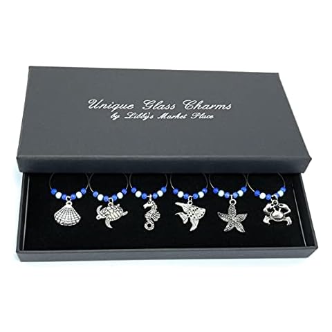 in The Sea Wine Glass Charms with Gift Box Cover