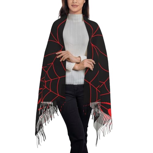 Red Spider and Spider Web Women's Scarf Pashmina Shawls and Wraps for Evening Dress Wedding Long Warm Scarves