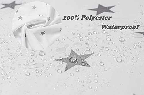 Young Da Star Shower Curtain, Grey And White Pentagram Pattern For Bathroom, Fabric Polyester, Waterproof Washable, 72X72Inch With 12Hooks #TOP2