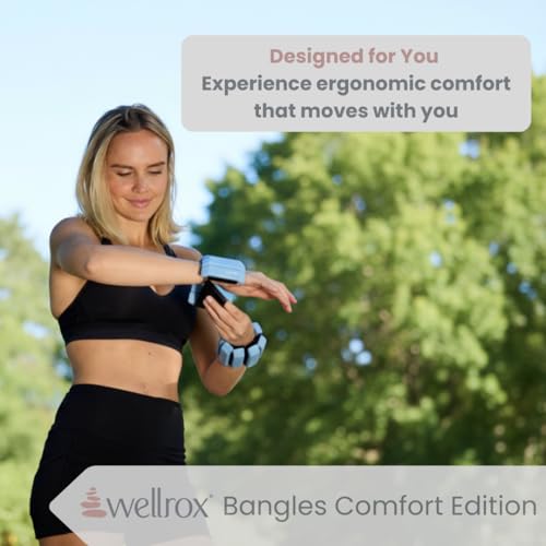 Image of Wellrox Weighted Bangles - Adjustable Ankle and Wrist Weights for Women & Men - Set of Ankle Weights 2 lbs (1 lb Each Wrist Weight) | Weighted Arm Bands for Pilates, Yoga, Running & Walking