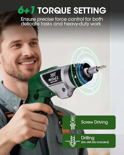 Electric Screwdriver, 6+1Torque Cordless Screwdriver 2000mAh 3.6V with 47 Accessories, LED Light and Rear Flashlight, USB Cable and Storage Bag 3 Electric Screwdriver, 6+1Torque Cordless Screwdriver 2000mAh 3.6V with 47 Accessories, LED Light and Rear Flashlight, USB Cable and Storage Bag - Image 3