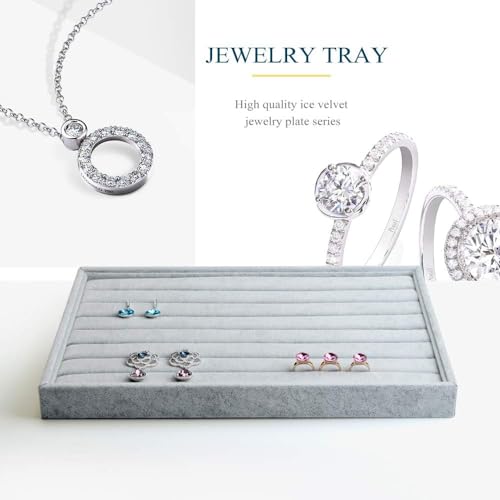 Image of Ring Velvet Jewellery Drawer Organizer Tray Stackable Jewellery Tray for Drawer(Grey)