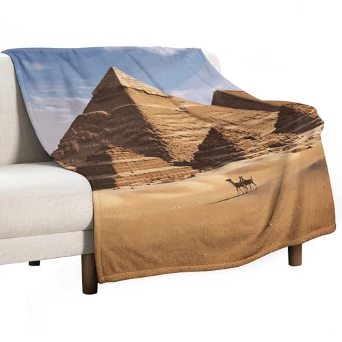 Couverture douce lit et canapé anti-frissons motif Égypte ancienne