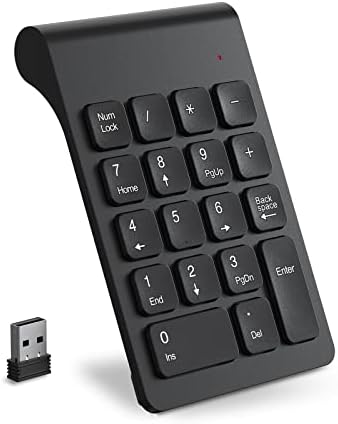 cimetech Tragbarer Mini-Ziffernblock 2,4 GHz, 18 Tasten, USB-Empfänger | Plug & Play, kein Treiber nötig. Kompatibel mit allen gängigen PCs und Laptops. Ergonomische Form für komfo
