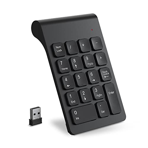 cimetech Wireless Number Pad, 2.4G Numeric Keypad Numpad with USB Receiver, 18 Keys Portable Mini Keyboard for Laptop Notebook, Desktop, Surface Pro, PC - Black by cimetech - Used condition - US$12.36