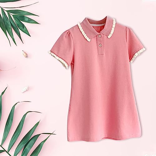 Girls P𝗶que P𝐨lo Dress Short Sleeve Tennis Dress Back to School 𝗨niform Little Girls Summer Beach Dresses3