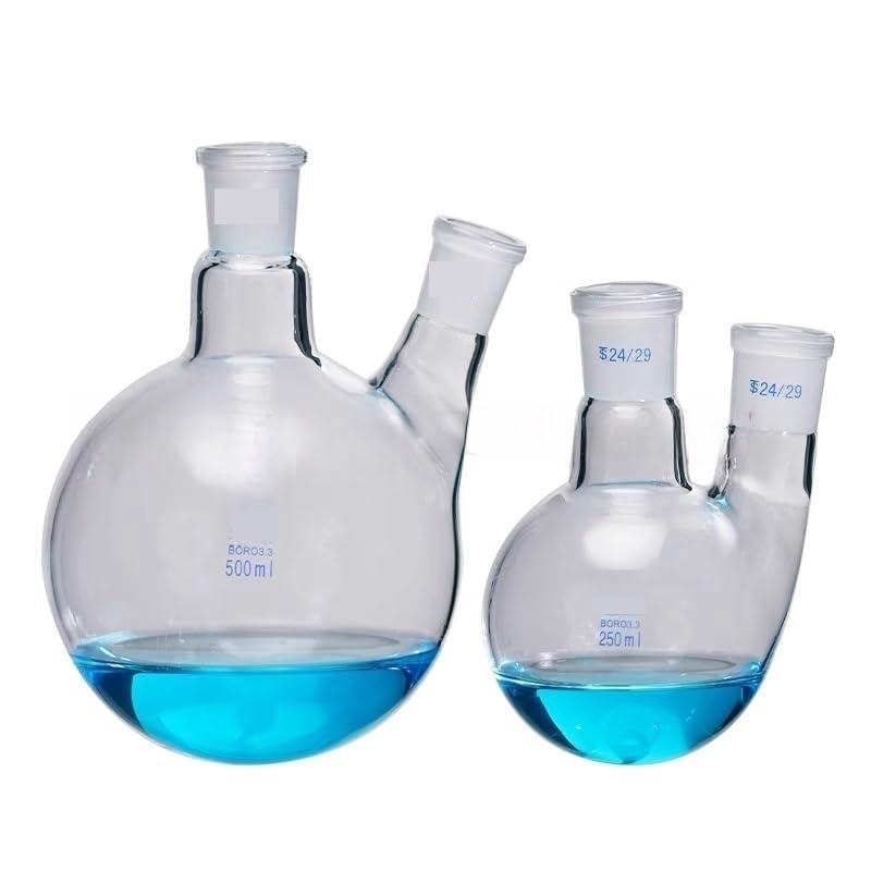 Matraz de vidrio de alto contenido en borosilicato Matraz de destilación de doble cuello y fondo redondo de vidrio de borosilicato #24 de 100 ml - 1000 ml(1000ml Type-1)