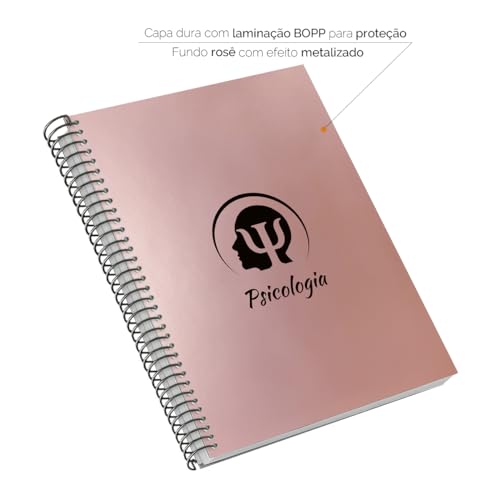 Caderno Universitário Espiral 10 Matérias Profissões Psicologia (Rosê Gold)