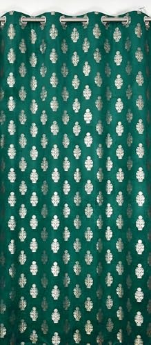 Image of Premium Velvet Window Curtains 5 Feet, Golden Foil Matka Design Room Darkening Curtains for Window, Thermal Insulated Parda - 4 feet x 5 feet (48 x 60 Inch) - 1 Pcs Aqua Colour