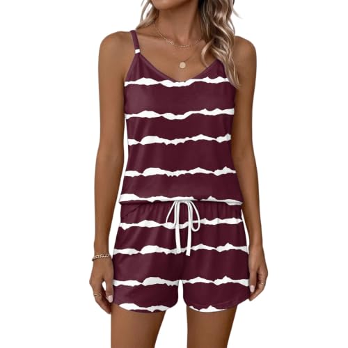 Zweiteiler Set Mit Trägertop Und Shorts Gestreift Loungewear Freizeitset