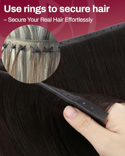 Image of Moresoo Butterfly Weft Hair Extensions Human Hair, Invisible Genius Weft, #2 Dark Brown 16 Inch 50g, Add Volume, OVO PU Hole, Straight Soft Remy Hair, Simple Installation