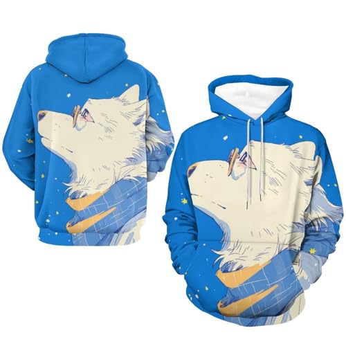 Sweat à capuche graphique chien blanc imprimé manches longues S - 7